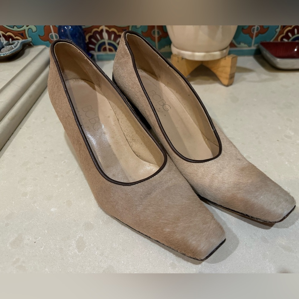 Tan leather high heels
